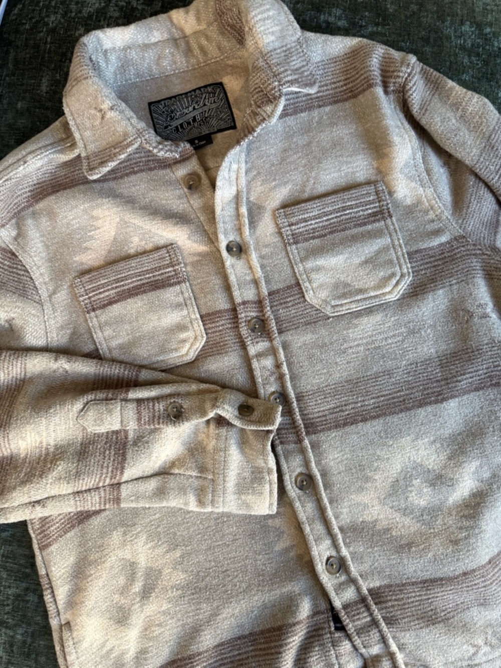 Brooklyn Cloth Men's Neutral Aztec Button-Up Shacket